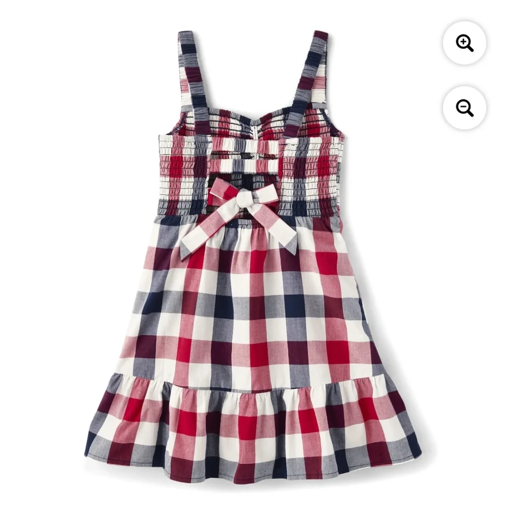 The Children’s Place Girls Strappy Gingham Smocked Ruffle Dress Size XXL (16) NW